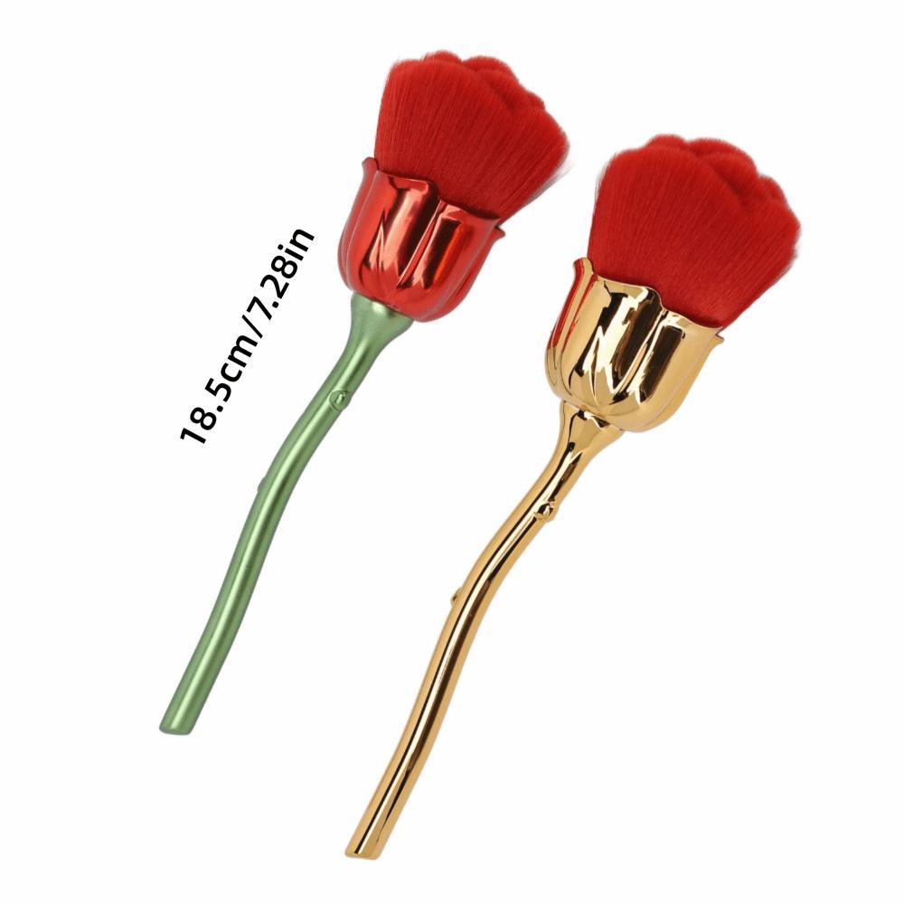 2pcs Thickened Die Cast Rose Shape Nail Dust Brush Blush Makeup Brush  Daily beauty makeup use