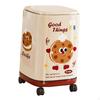 Kitchen Trash Can with Wheels and Lid Double Layer Bin Sturdy Decorative Bucket Wheelie