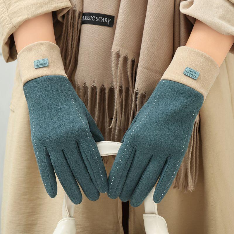 Gloves Women's Winter Velvet Warm Cute Cold Touch Screen Riding Driving New Velvet Gloves