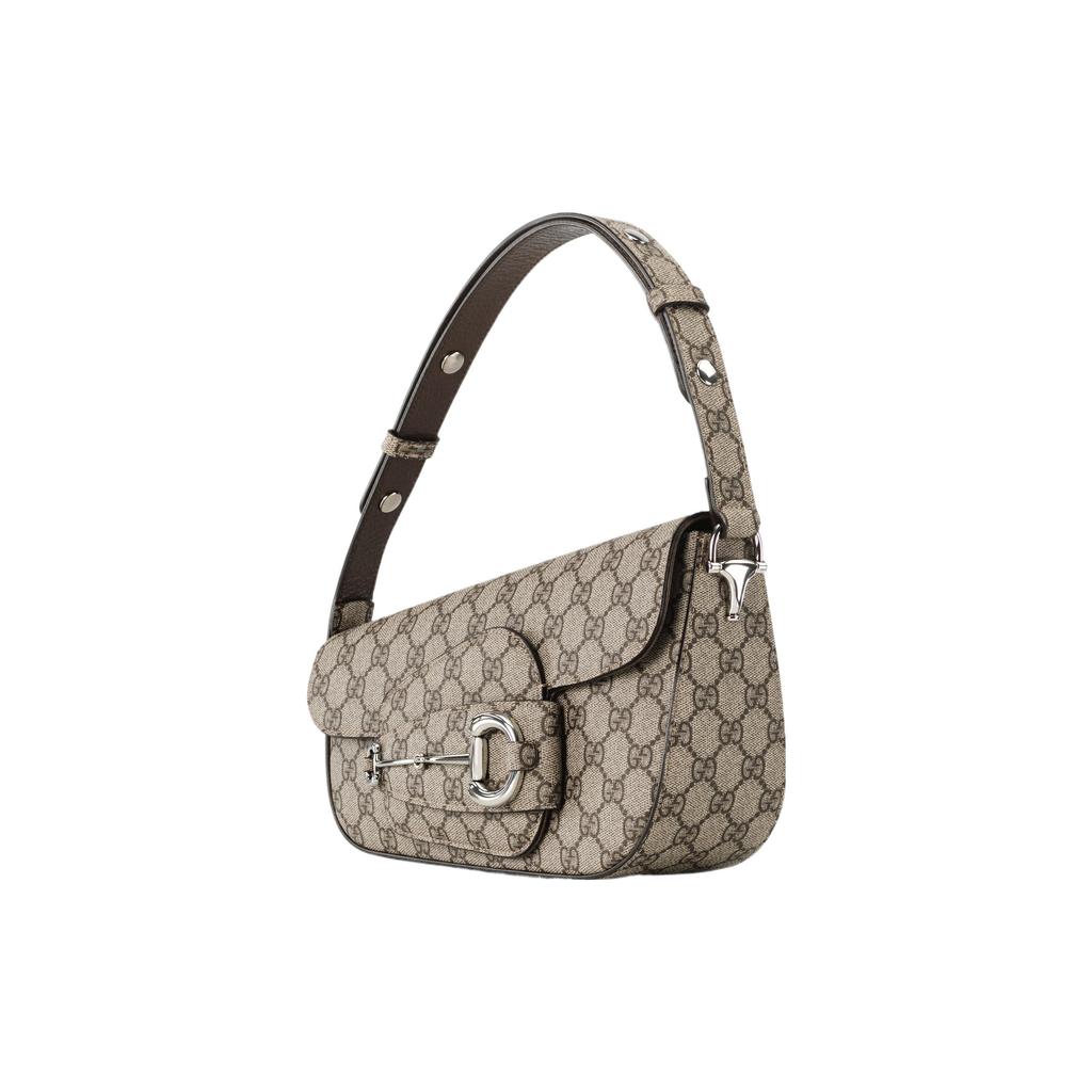 Gucci Horsebit 1955 Shoulder Bag Beige GG Supreme Canvas Silver Hardware Handbag for Women Daily Commute Party Gift 764155-KGD0N-9742