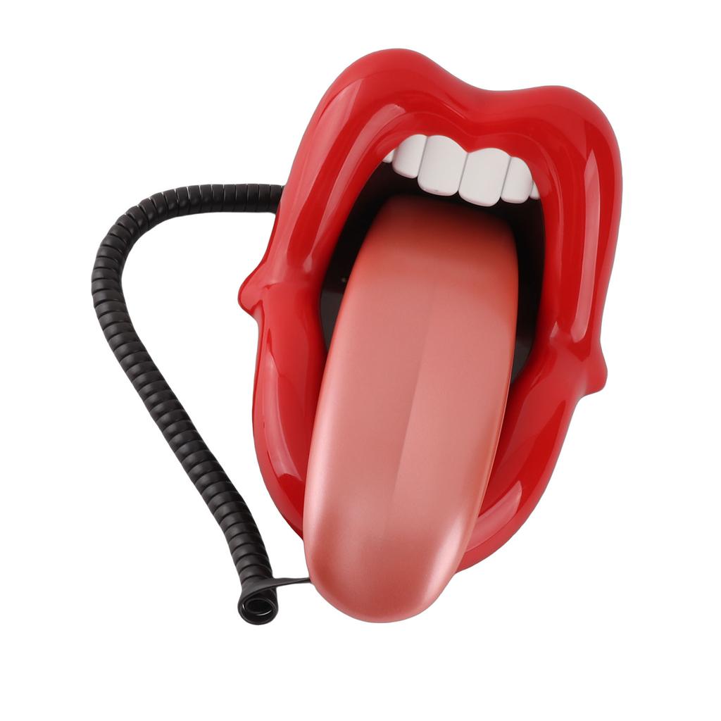 Red Mouth Telephone Novelty Big Tongue Landline Phone Wired Funny Lip Phone with LED Indicator for Home Shops Office