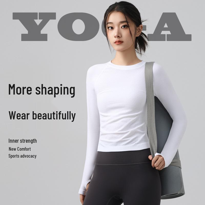 Women's Quick-Dry Long Sleeve Yoga Top for Outdoor Cycling and Running in Autumn/Winter