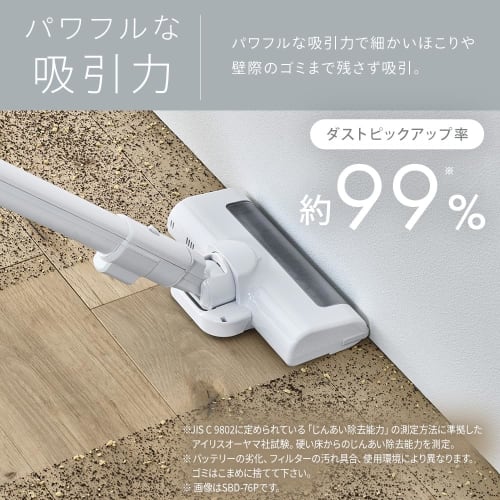 [Paper Pack Type] IRIS OHYAMA Vacuum Cleaner Cordless Ultra Thin Lightweight Handy Paper Pack Stick Cleaner Lightweight 1.6kg Rechargeable SBD-76P-W W