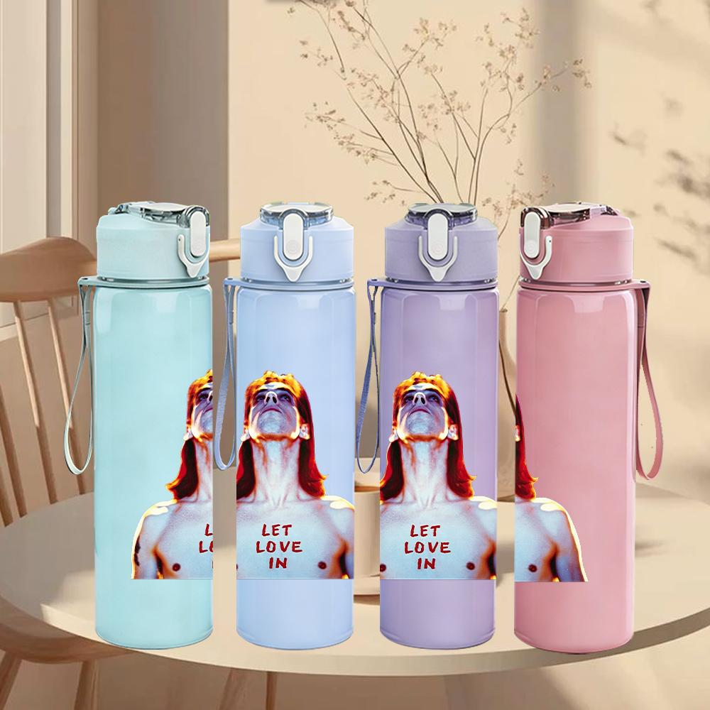 1PC Retro Red Head Female Minimalist Portrait Print 750ml Portable Sports Water Bottle Leakproof Gym Outdoor Travel Drink Cup