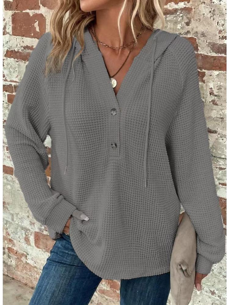 Oversized Hooded Sweatshirt with Button Front in Multiple Colors