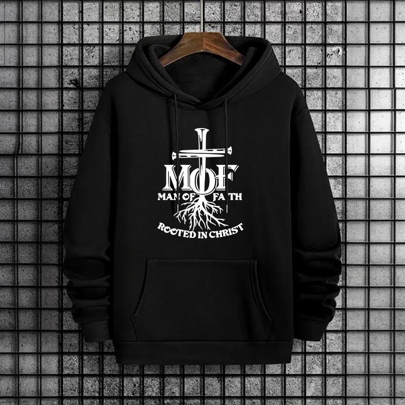 

Autumn Winter Warm Pullover Man of Faith Print Hoodies 2025 Urban Streetwear Hip Hop Hooded Sweatshirt Male Trendy Casual Hoody 3XL