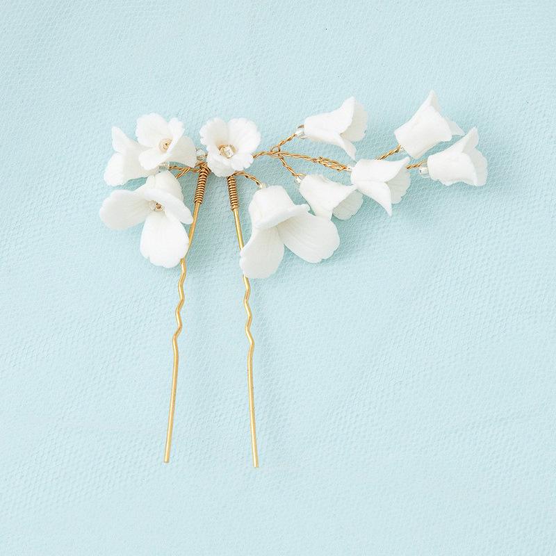 Handmade Ceramic Osmanthus Flower Hairpin - Bridesmaid Headdress