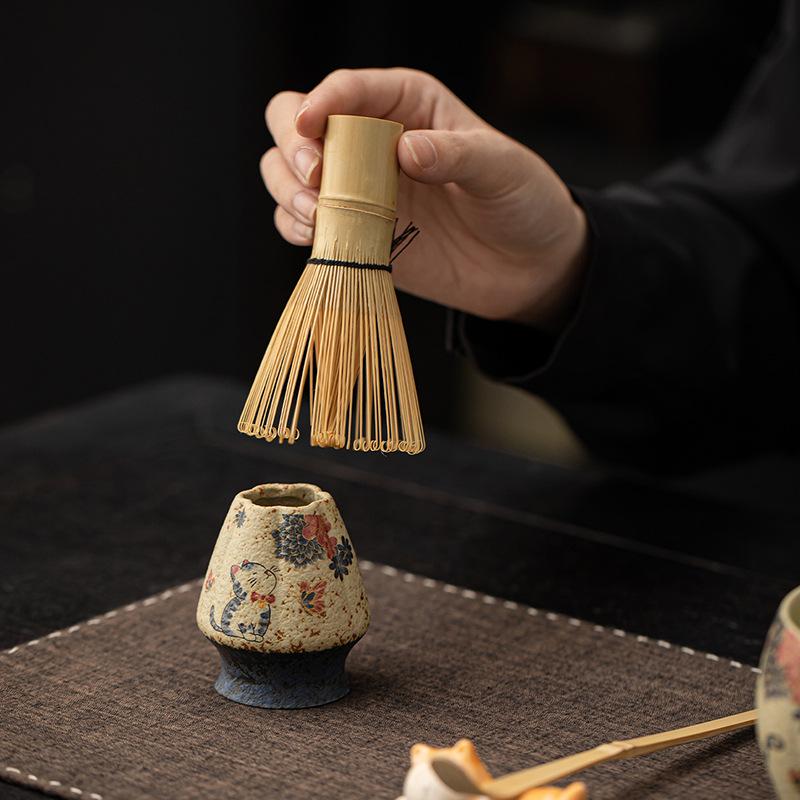 2-8PCS Japanese Flint red Matcha Making Set Bamboo Matcha Brush Exquisite Matcha Bowl Box with Whisk Sumptuous Tea Tools Gifts