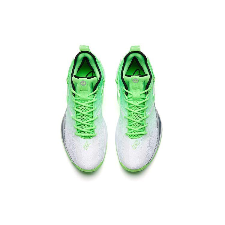 Anta GH3 Basketball Shoes Men's Low Top Anta White/Fluorescent Iridescent Green/Black 112231103-6