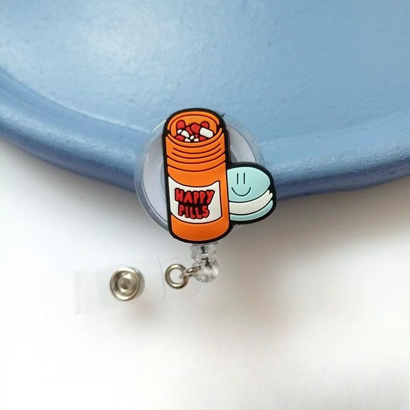 Neuer Niedlicher Cartoon Krankenschwester Acryl Ausweis Teleskopischer Ausrollhalter für Ärzte und Krankenschwestern Flache Ausweishalter gray