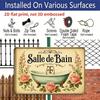 2D Flat Vintage French Bathtub Wall Plaque with Pink Roses & Green Foliage - Bath Sign, Metal Wall Art Suitable for Bathroom or Multi-Room Decor