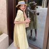 Sweet and gentle wind retro yellow dress female doll collar small fresh coffee break French temperament first love long dress
