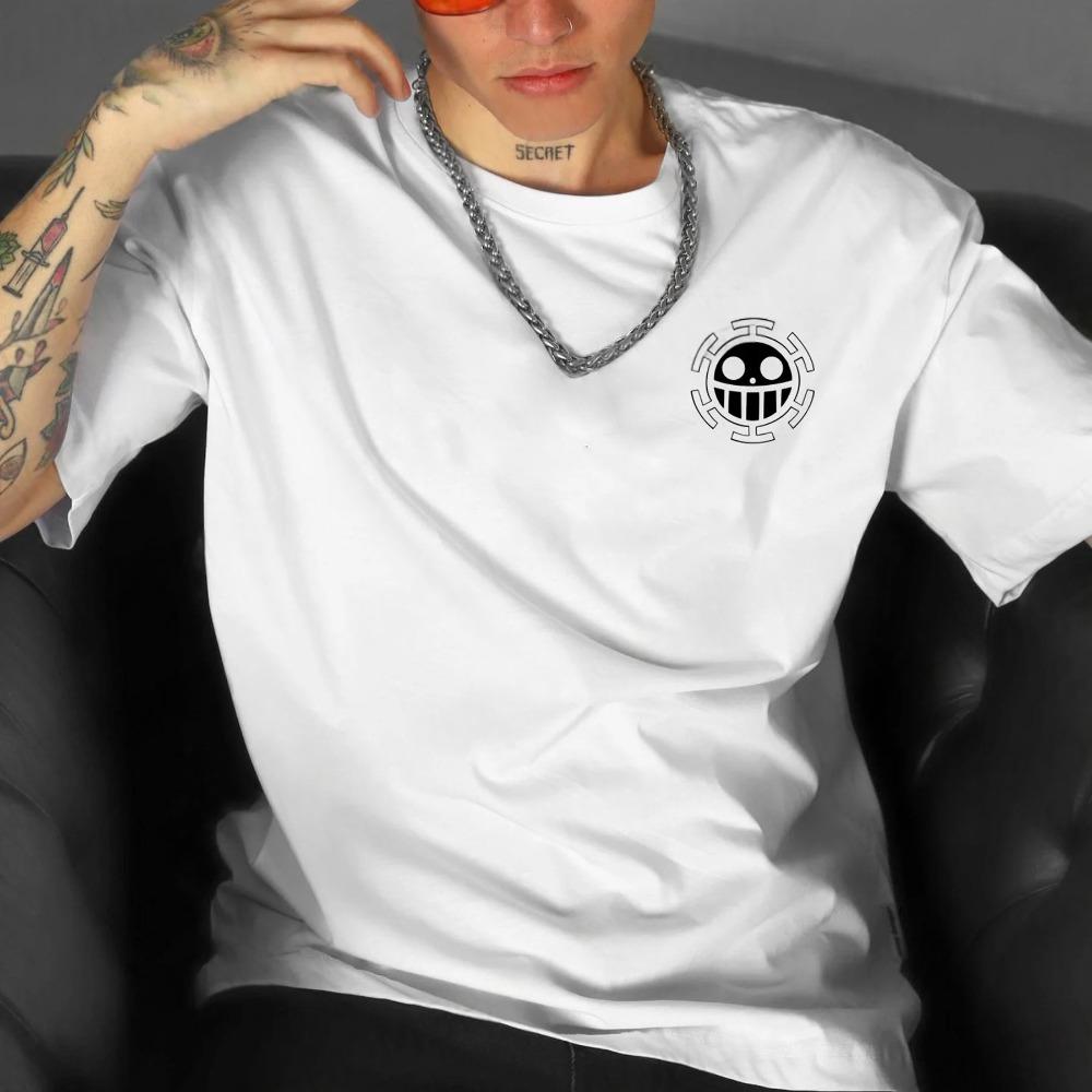 One Piece Men's T-shirt Trafalgar Law Summer Autumn Japan Anime Boys' Clothing Short-sleeved Retro Brand Parent-child Clothing