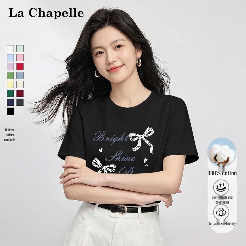 

La Chapelle Women s Bowknot Print Cotton T-shirt S