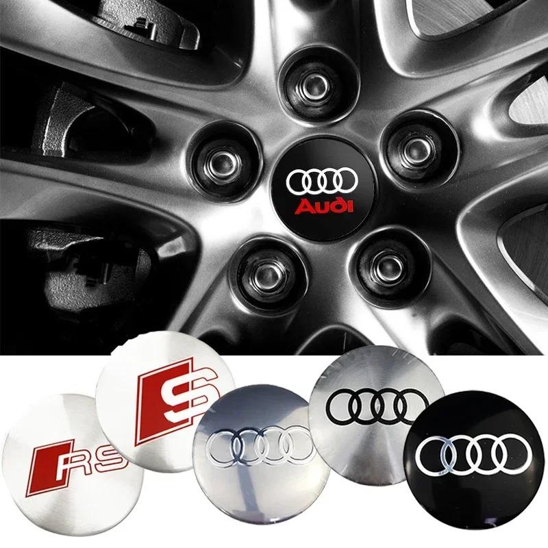 For Audi A856/60/65/70/75mm Car Badge Wheel Center Cover Stickers Hub Caps Decal For Audi A3 A4 A6 A7 A8 Q3 Q5 Q7 S3 S4 S5 S6 RS3 RS4 Sline