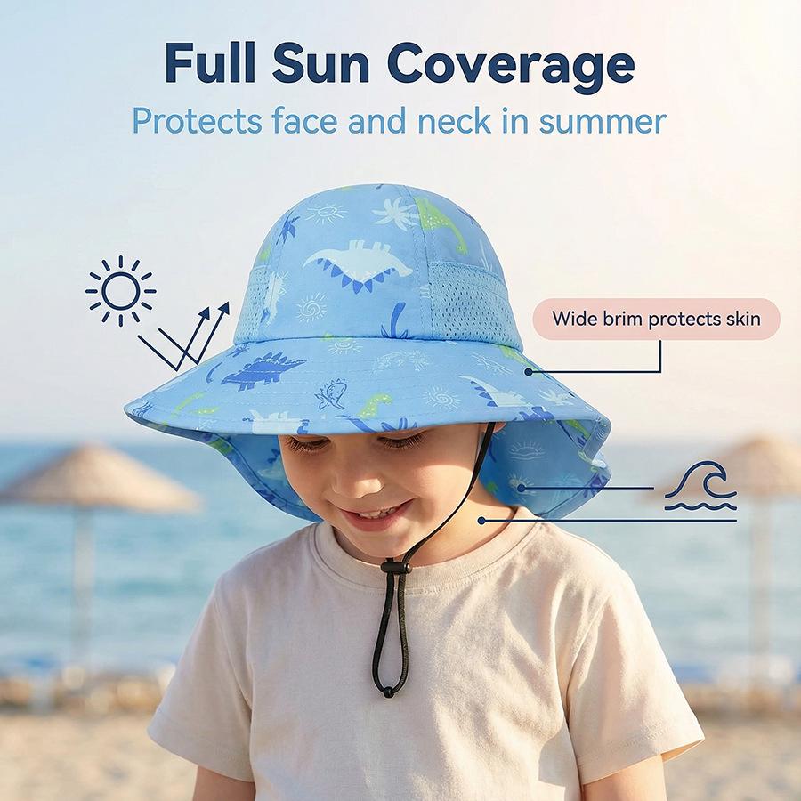 Children's Breathable Sun Hat with Detachable Face Cover for Outdoor Travel & Mountaineering