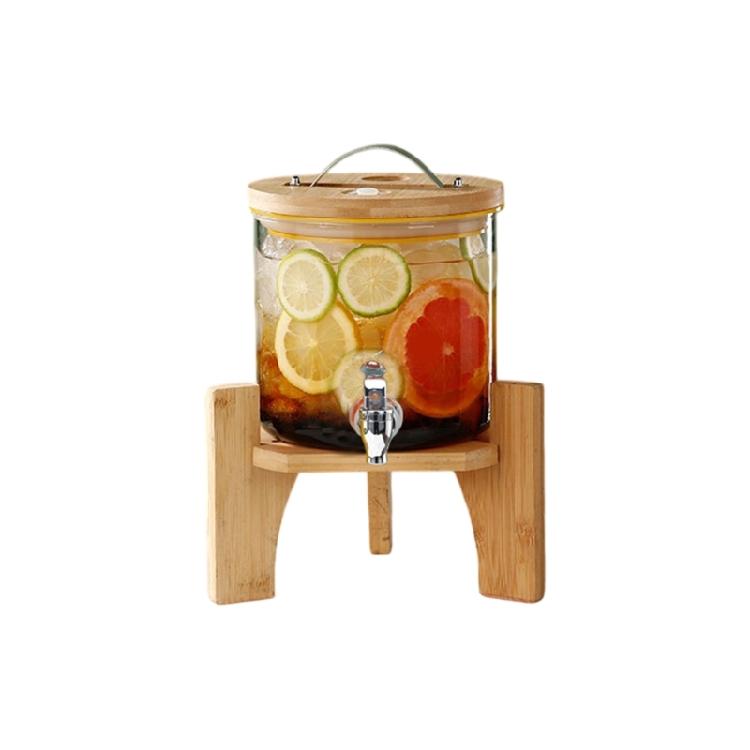 

Elegant Clear Glass Drink Beverage Container Drink Dispenser With Nonslip Base And Ergonomic Tap For Easily Pouring
