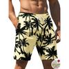 Men's Shorts Black and White Coconut Tree Print Suitable for Vacation