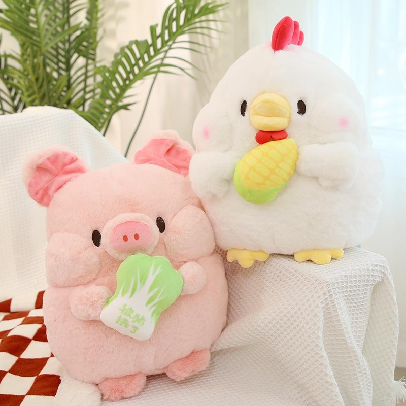 Cute Plush Pig And Chicken Dolls With Pp Cotton Filling For Girls' Birthday Gifts