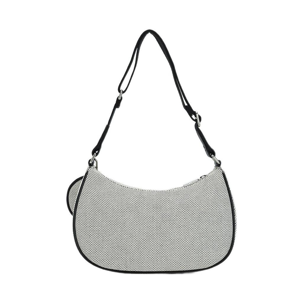 Fila Bolso de Hombro Casual de Tela con Forma de Media Luna para Mujer Marrón Oscuro F13W338172F-BK