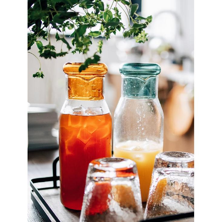 Glass Water Carafe Pitcher Bedside Night Carafe Juice Jug with Tumbler Glass,27oz