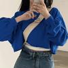 Cropped Hoodie Women Autumn Korean Solid Loose Crop Round Neck Womens Top