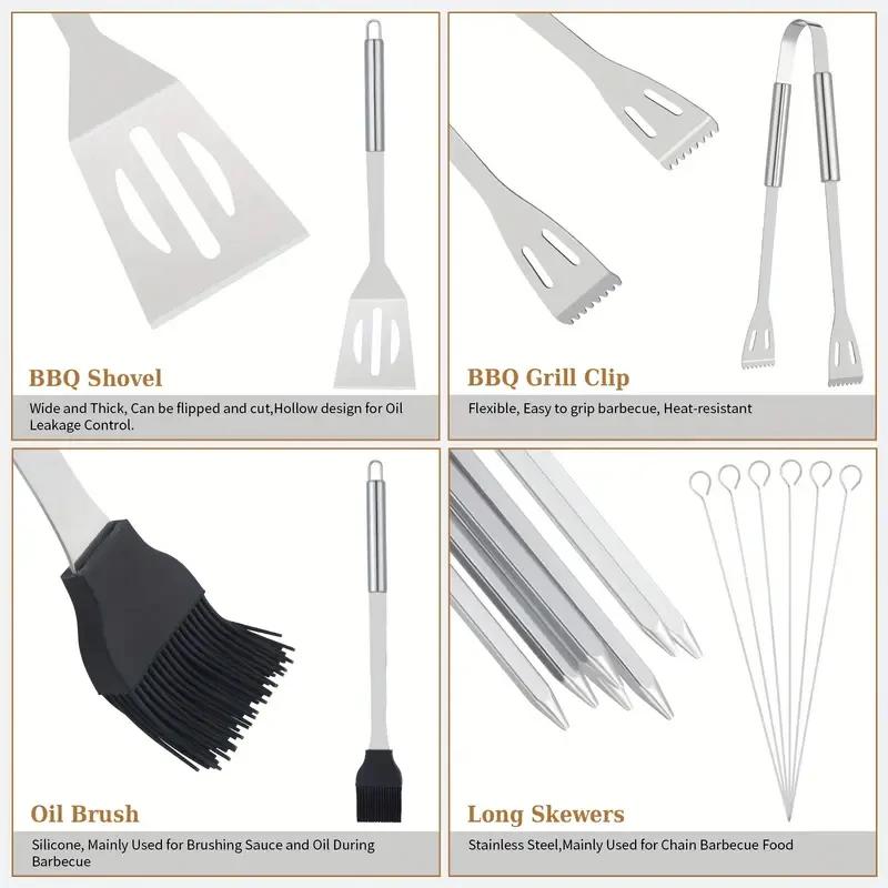 Cooking Oven Set Barbecue Grill Set for Men Women Gift Stainless Steel BBQ Grilling Combination Tools Portable Cloth Bag