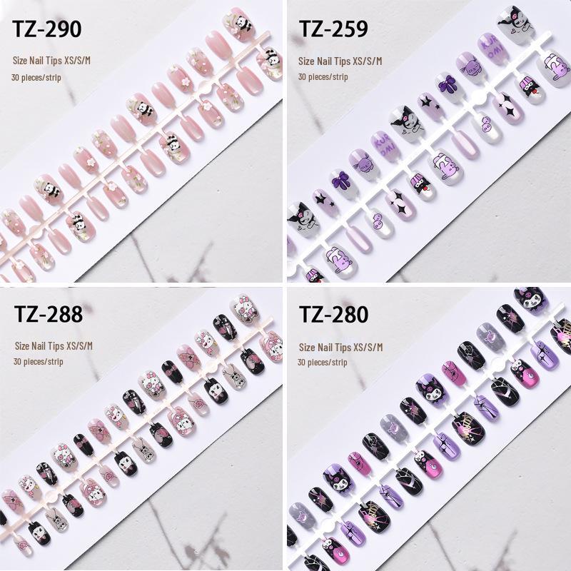 

30-Piece Graded Pre-Made Cat Eye Chasing Light Press-On Nails for Kids