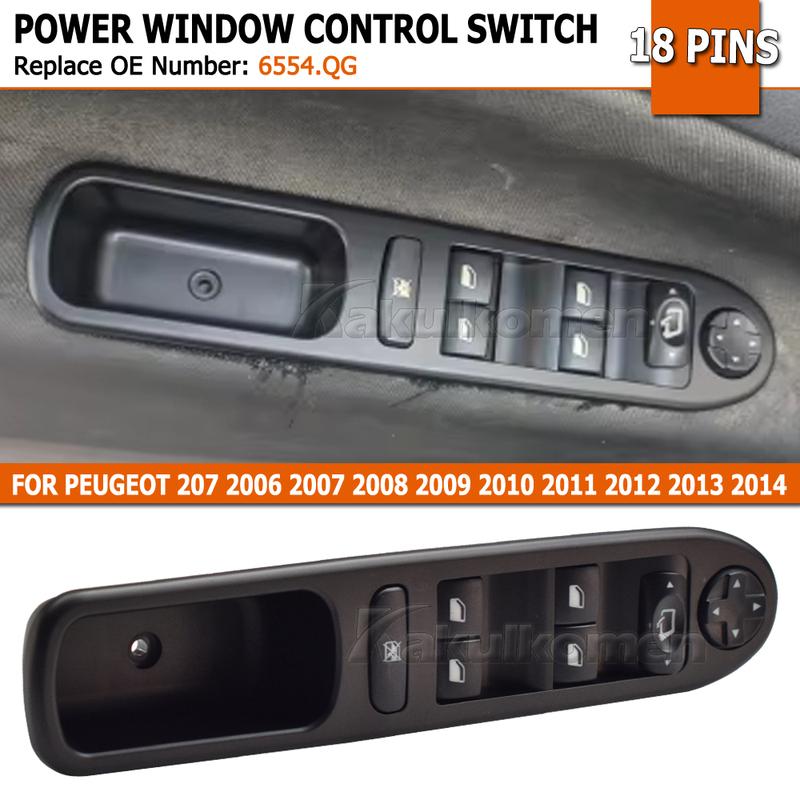 Car 6554.QG 6554QG Power Window Switch Folding Button For Peugeot 207 2006 2007 2008 2009 2010 2011 2012 2013 2014 Citroen
