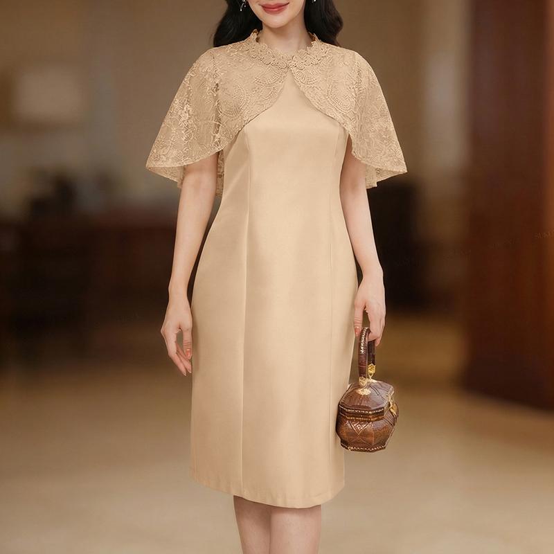 ZANZEA Women Casual Embroidery Lace Patchwork Round Neck Short Sleeve Dress S хаки