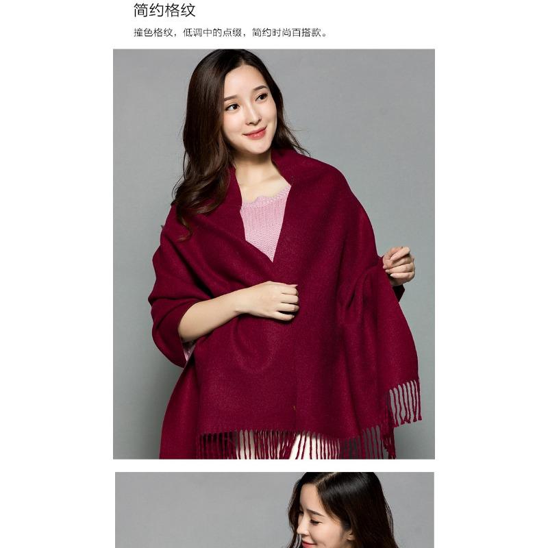Soft Faux Cashmere Double Sided Scarf Women Fashion Winter Warm Shawl