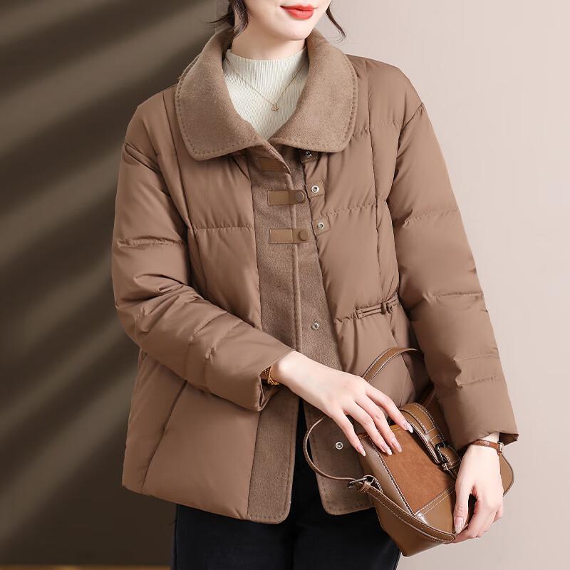 

XUEXI Женская зимняя куртка из смесовой шерсти в стиле пэчворк с утиным пухом L