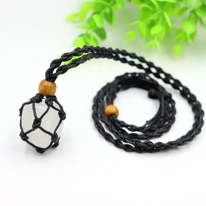 7pcs/Set 20-30mm Irregular Natural Stone Yoga Stone Bracelet Mesh Pocket Weaving DIY Jewelry Making Necklace Pendant Accessory