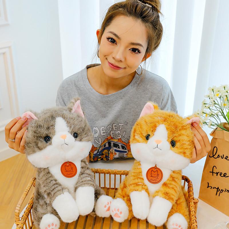 Adorable Big Face Cat Plush Toy Soft Stuffed Animal For Kids Bedroom Decor