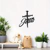 TEAM JESUS Cross Metal Wall Art Religious Iron Plaque Heavy Duty Indoor Outdoor Decor