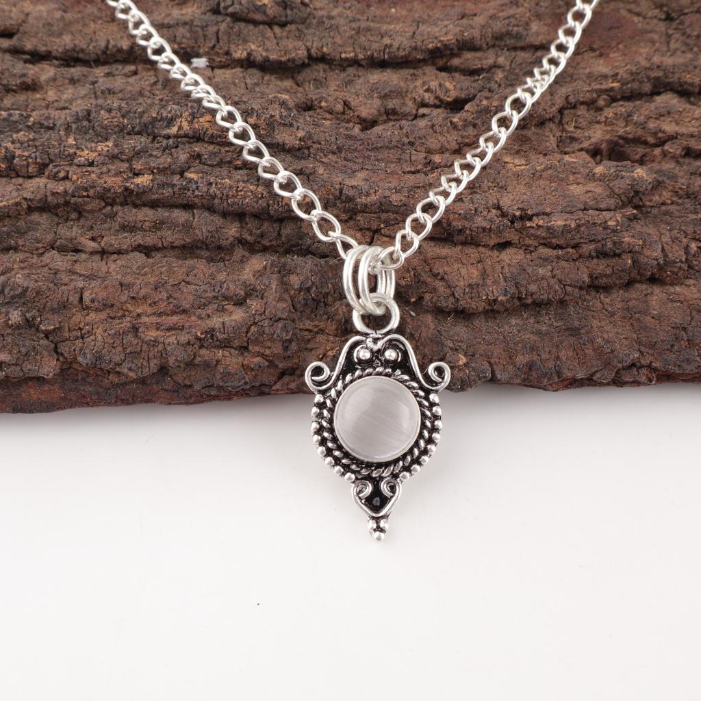 Natural Selenite Gemstone 925 Sterling Silver Jewelry Handmade Beautiful Pendant PP-39-49