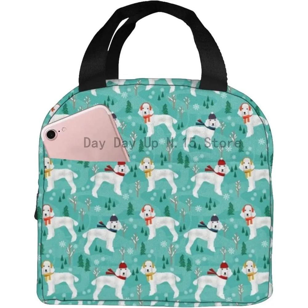 

Портативная изолированная сумка для обеда с розовыми пуделями и бантами для женщин и мужчин, охлаждающая сумка для путешествий и работы 22x20x13CM