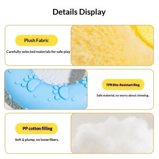 Haustier Kauspielzeug Cartoon-Figuren Weicher Plüsch TPR Kauspielzeug-Ring mit eingebautem Geräusch