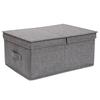 Large Cotton-Linen Foldable Storage Box with Lid for Desktop or Wardrobe Organization