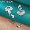 925 Sterling Silver Heart Zircon Stud Earrings For Women Charm Jewelry