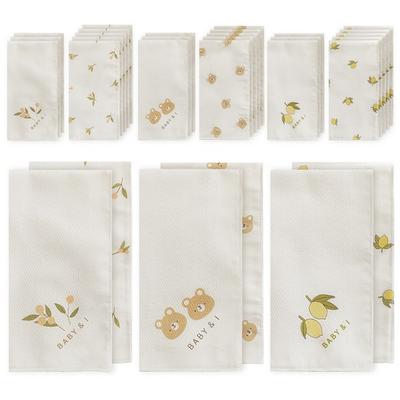 Baby & I Pure Cotton Handkerchief Pattern 18p + Point 12p Set, Korean Baby Products