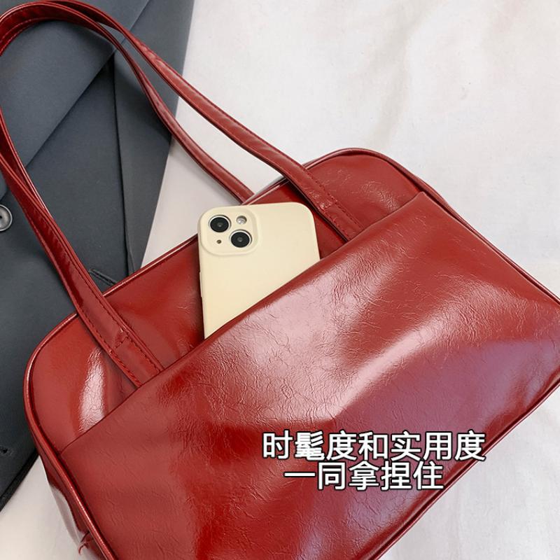 PU Leather Simple Women's Tote Shoulder Bag Fashi Solid Color Female Underarm Bags Large Capacity Cool Hot Girls Handbags