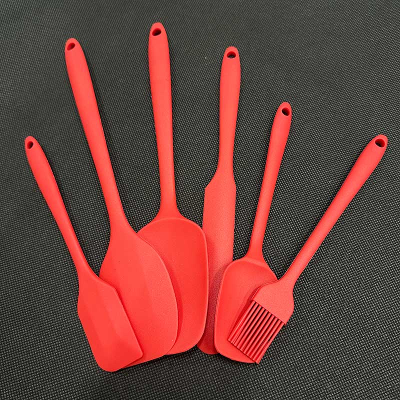 

6pcs Kitchen Silicone Spatula Set Food Grade Non Stick Heat Resistant Spatulas Turner for Cooking Baking Mixing Baking Tools Set красный