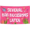 Several Bad Decisions Later Flag 3x5 Ft with 4 Brass Grommets Pink Tapestry for College Dorm Bedroom Living Room Man Caveor Office Wall Decor (Pink