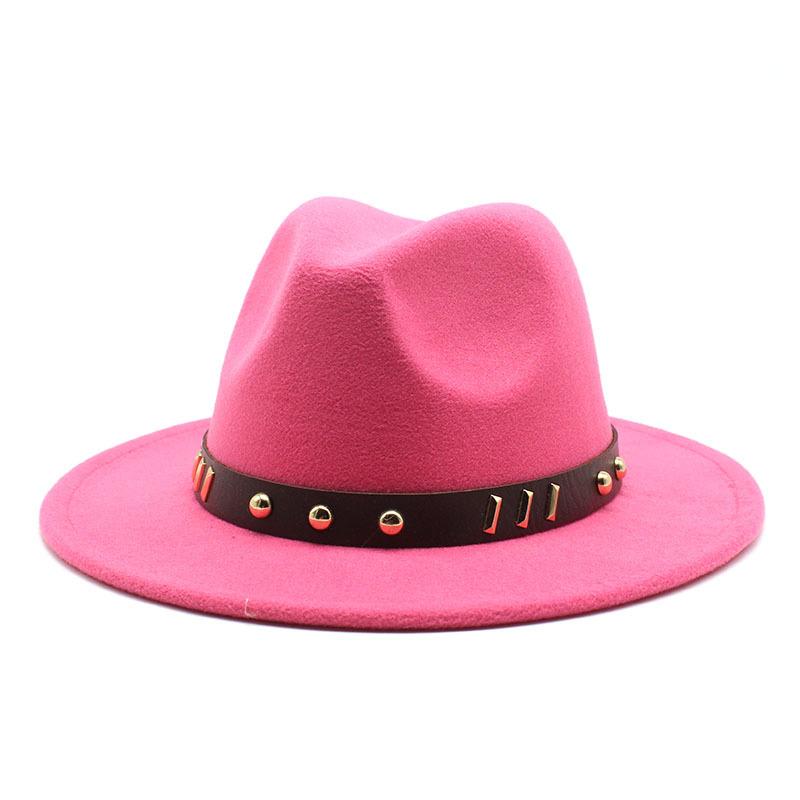 Belt Accessories Wool Top Hat Jazz Hat Vintage Black Wool Jazz Hat Flat-Brimmed Eaves Hat