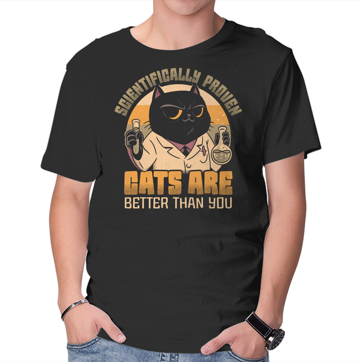 Unisex Crew Neck T-Shirt Cats Are Better Graphic Short Sleeve Casual Tee M