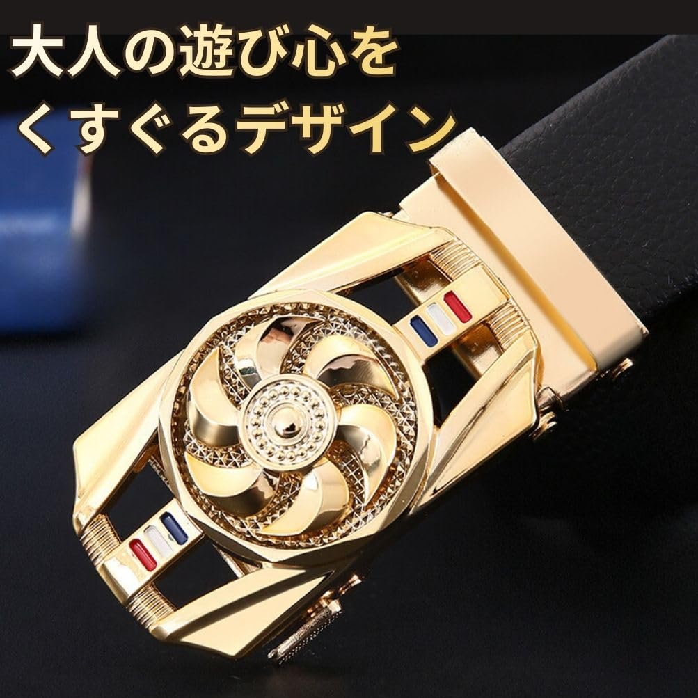 [D. Stomo] Adult Transformation Men's Belt, Kamen Rider Style, Rotating Buckle, Genuine Leather, Business Scene, Conversation Starter, Playful, No Hol