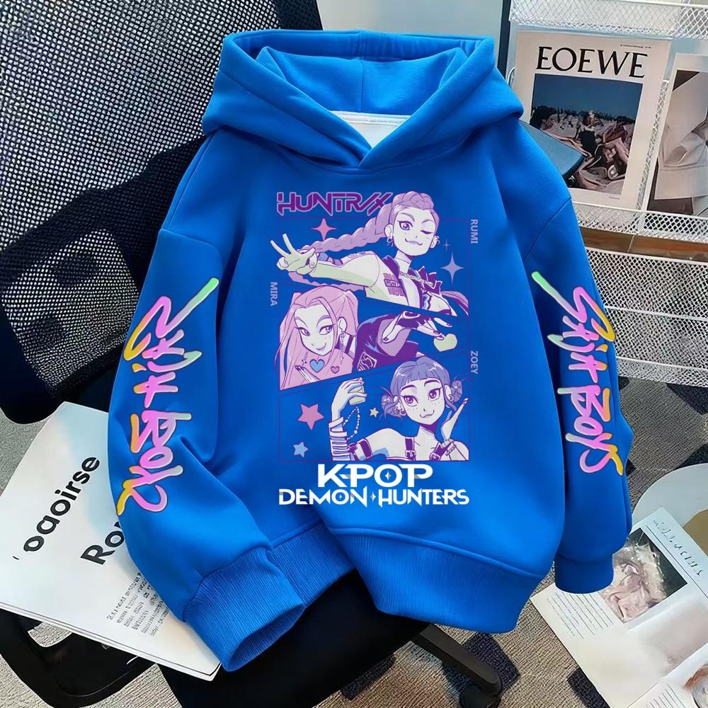 Kpop Demon Hunters Sweatshirt Kids Hoodie Casual Fashion Autumn Winter Boys Girls Warm Anime Clothes