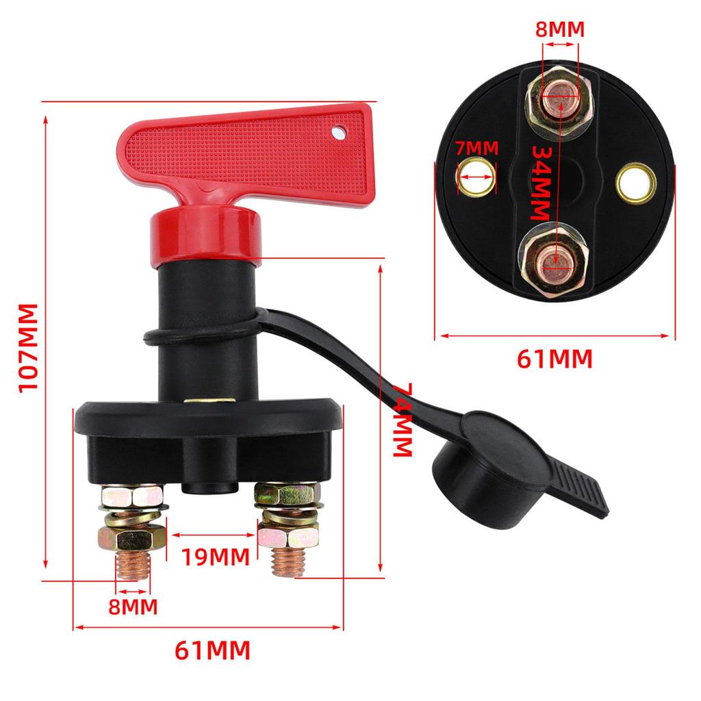 Battery Disconnect Switch 2 Hole Battery Isolator Switch Sturdy Accessories for Vehicles RV UTV Repair Parts Professional