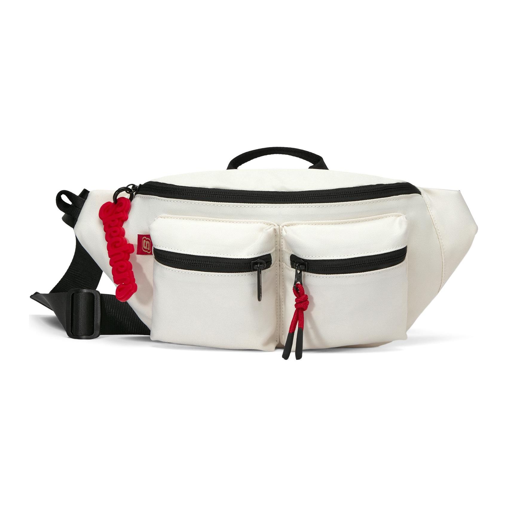 Skechers New Year Series Year Of The Dragon Limited Adjustable Shoulder Strap Zipper Closure Fabric Chest Bag Waist Bag Unisex bags L124U057-0074 Marshmallow White